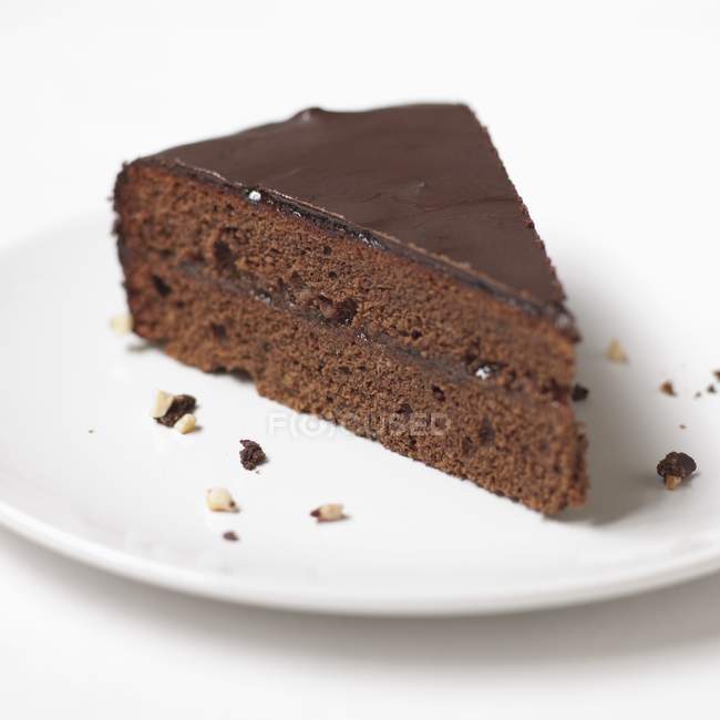 Pedazo de pastel de chocolate Sachertorte - foto de stock