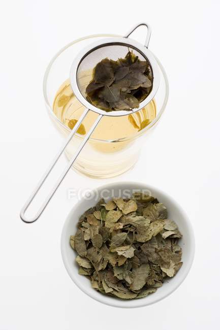 Chá de folhas de mirtilo — Fotografia de Stock