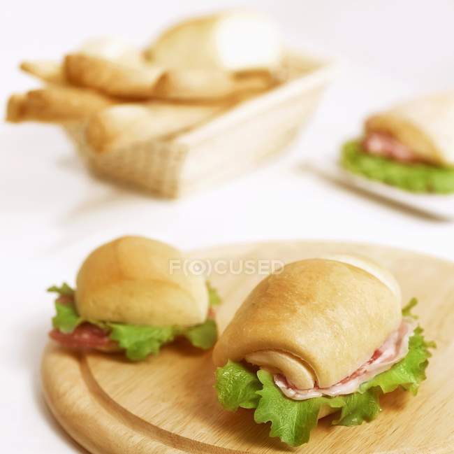Bread rolls with pancetta — Stock Photo