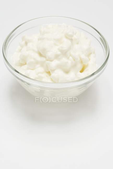 Cottage cheese in dish — Stock Photo