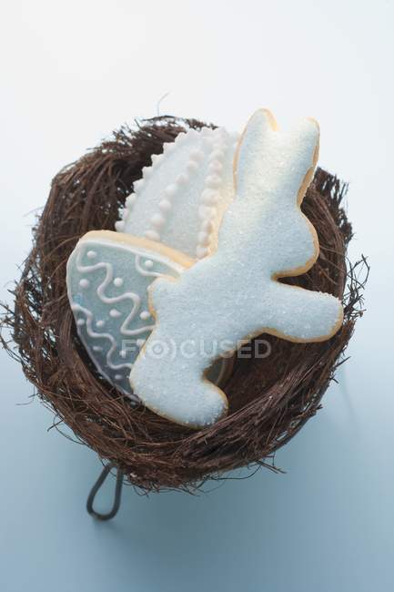 Biscuits in Easter nest — Stock Photo