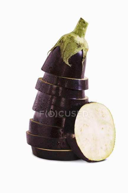 Sliced and Stacked Eggplant — Stock Photo
