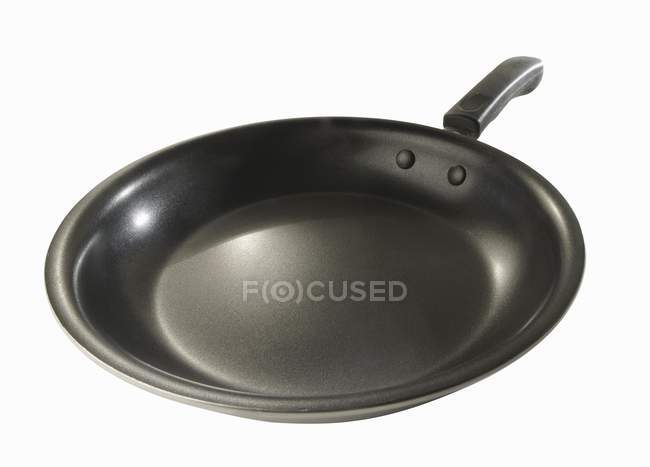 Closeup view of one black skillet on white background — Stock Photo