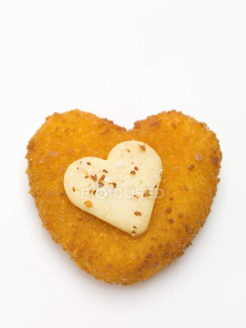 Deep-fried Camembert heart — Stock Photo