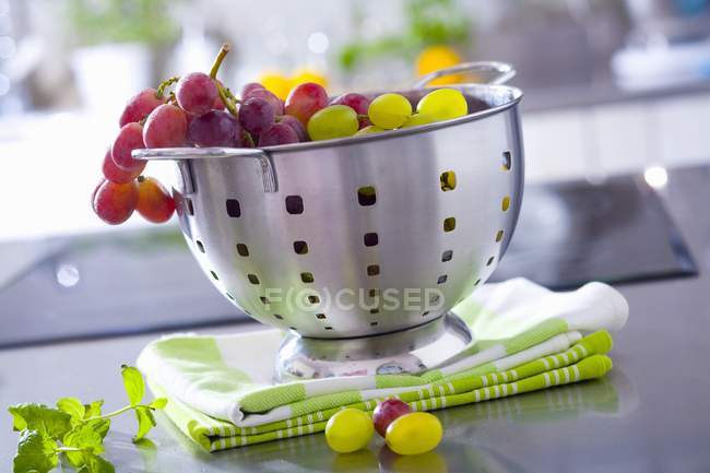 Green and black Grapes — Stock Photo