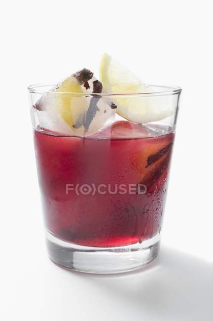 Red wine punch in glass — Stock Photo