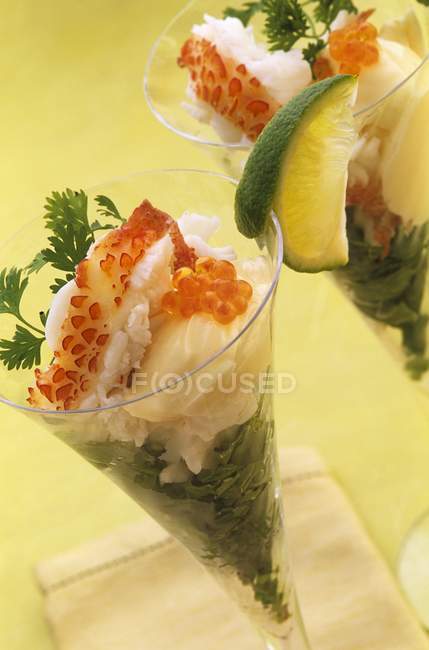 Lobster cocktails with caviar — Stock Photo