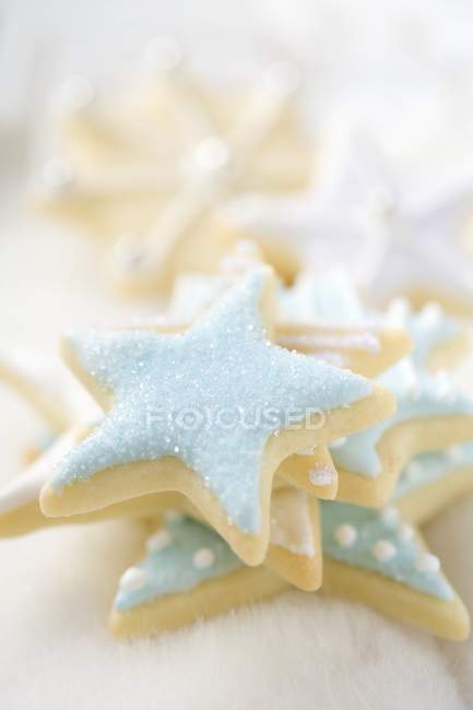 Kekse mit blauer und weißer Glasur — Stockfoto