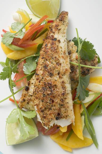 Spicy pangasius fillet with vegetables — Stock Photo