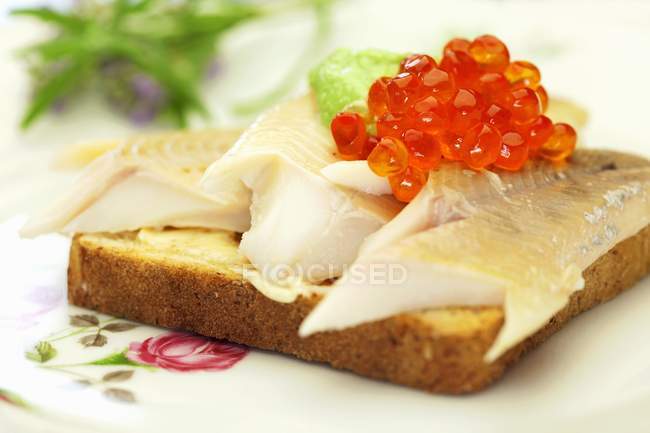 Toast with trout fillet — Stock Photo