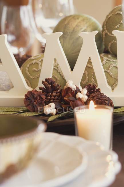 Christmas table decoration — Stock Photo