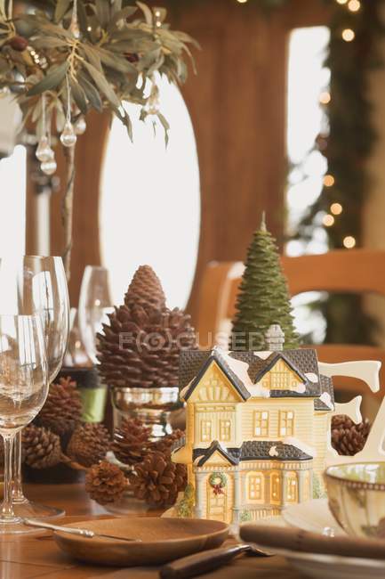 Christmas table decoration — Stock Photo