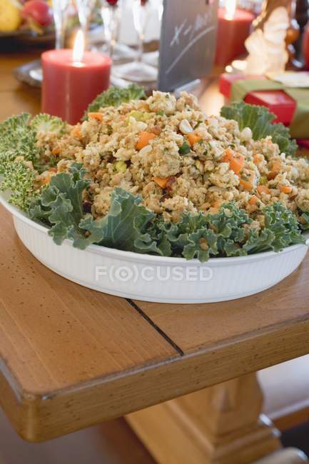 Bread stuffing in bowl — Stock Photo