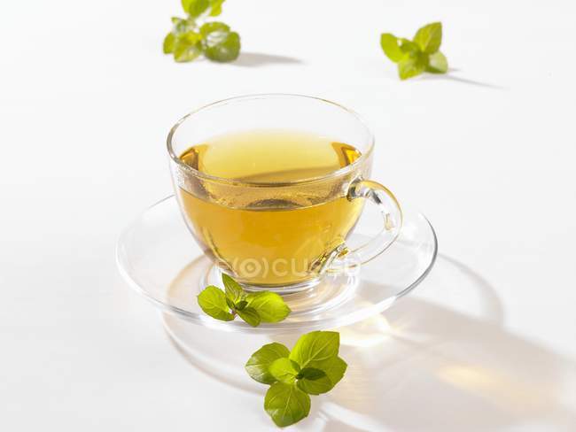 Cup of mint tea — Stock Photo