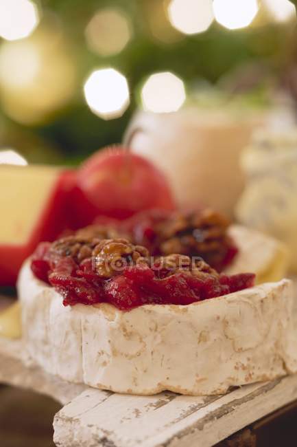 Baked Camembert on board — Stock Photo