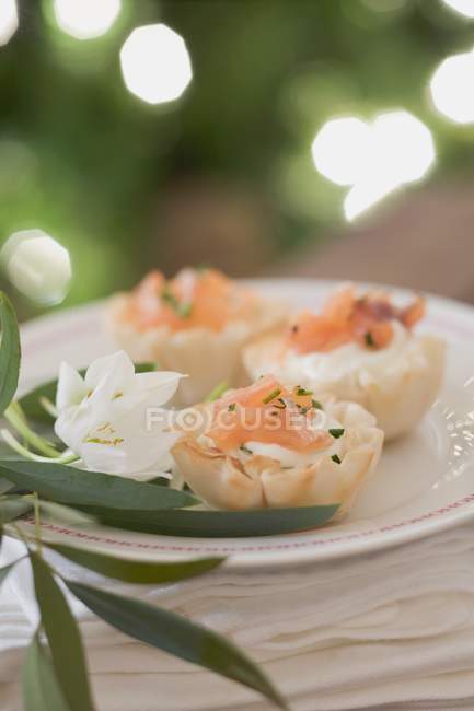 Salmon tarts with spices — Stock Photo