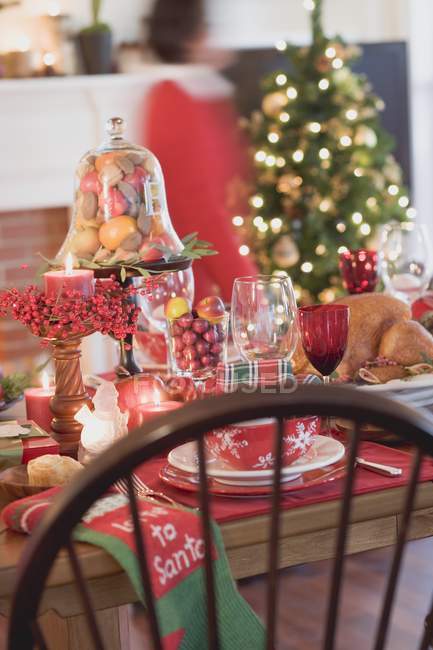 Christmas setting table — Stock Photo