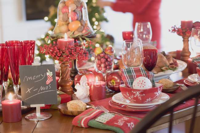 Apparecchiare tavola di Natale — Foto stock