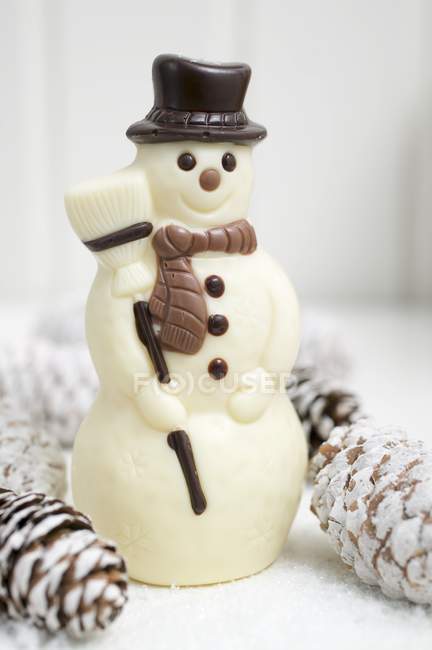 Шоколадный снеговик с шишками — стоковое фото