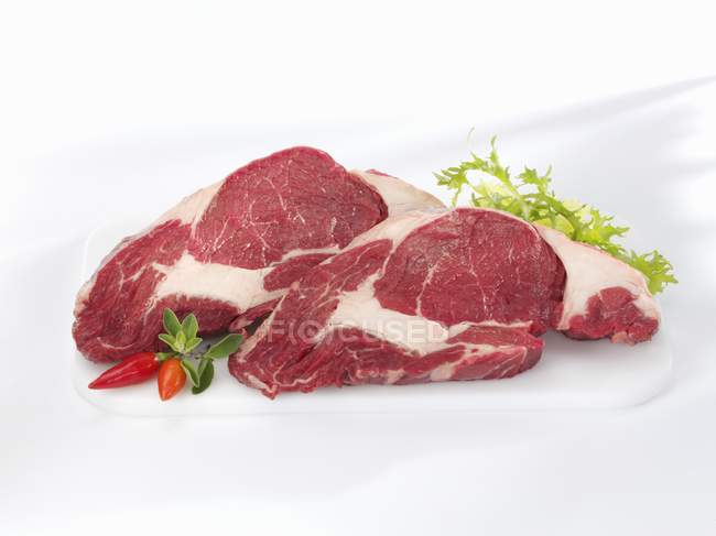 Raw Bison steaks — Stock Photo