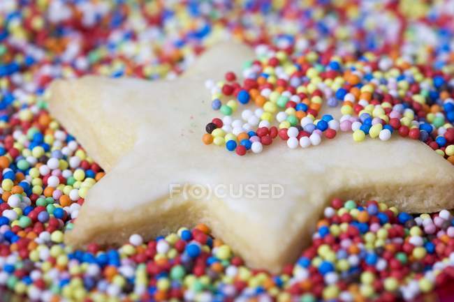 Biscoito em forma de estrela gelada — Fotografia de Stock