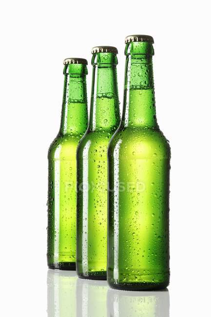 Green bottles of beer — Stock Photo