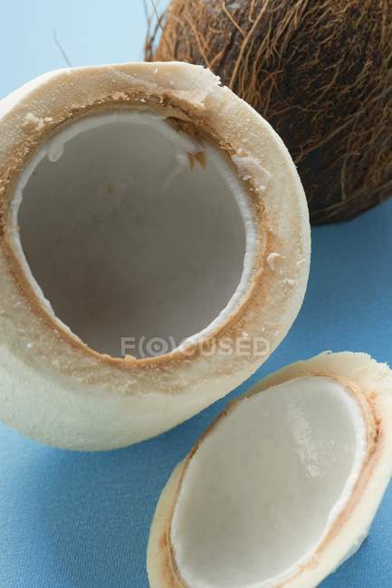 Coconuts, shelled and unshelled — Stock Photo