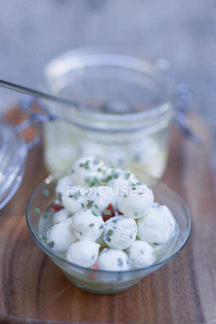 Marinated mozzarella balls — Stock Photo