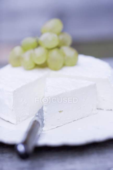 Sheep's cheese and grapes — Stock Photo