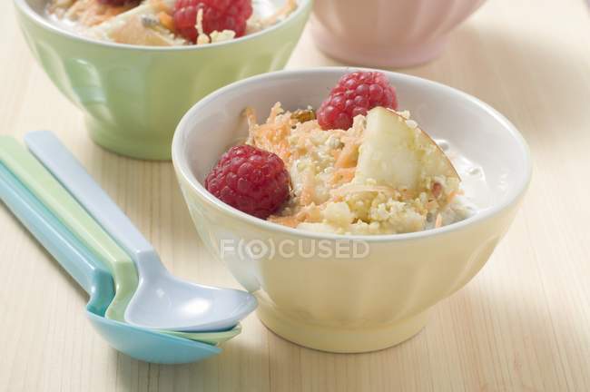 Fruit muesli in bowls — Stock Photo