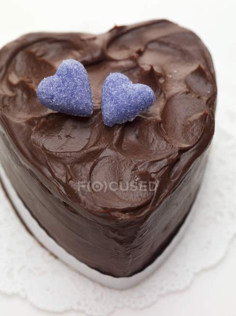 Torta al cioccolato a forma di cuore — Foto stock