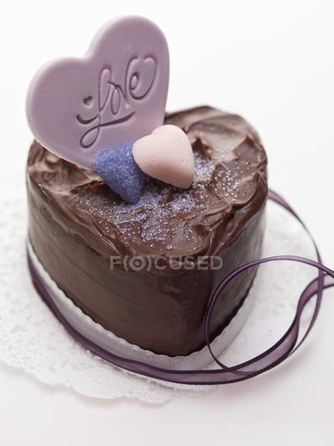 Chocolate cake for Valentine Day — Stock Photo