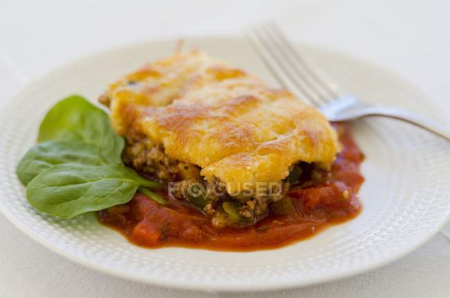 Minced meat and polenta — Stock Photo