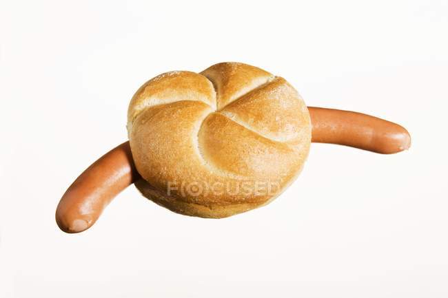 German sausage in bread — Stock Photo