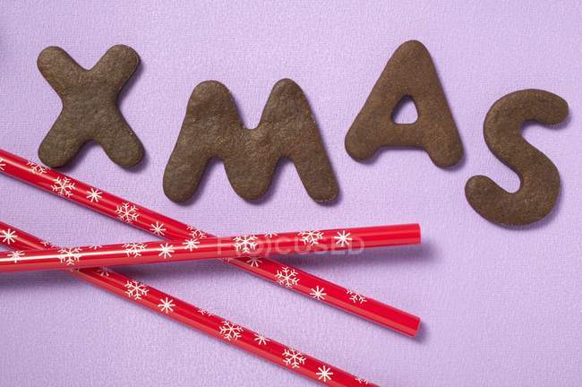 Biscoitos soletrar palavra XMAS — Fotografia de Stock