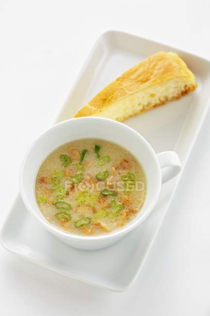 Closeup view of Heidensterz soup with buckwheat flour — Stock Photo