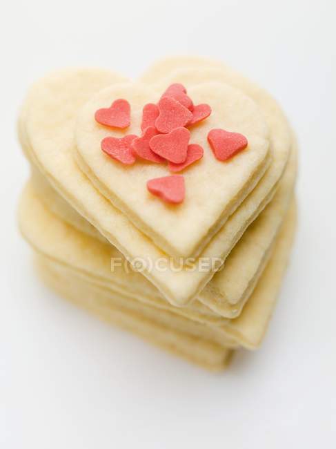 Biscuits decorated with hearts — Stock Photo