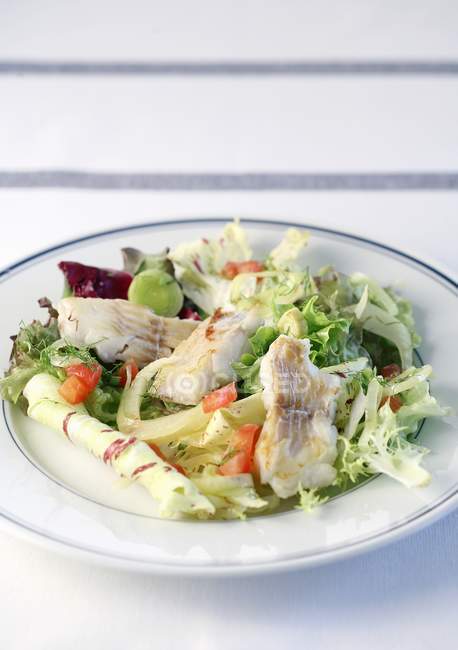 Bouillabaisse salad on plate — Stock Photo