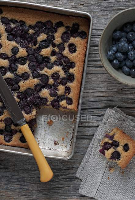 Torta quadrata ai mirtilli — Foto stock