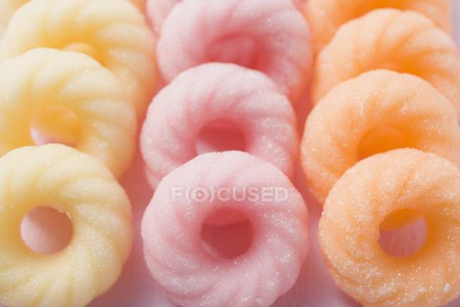 Closeup view of sugar rings in rows — Stock Photo