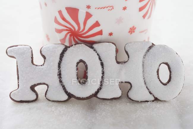 Hristmas biscuits forming word HOHO — Stock Photo