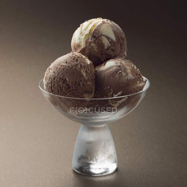 Balls of chocolate ice cream — Stock Photo
