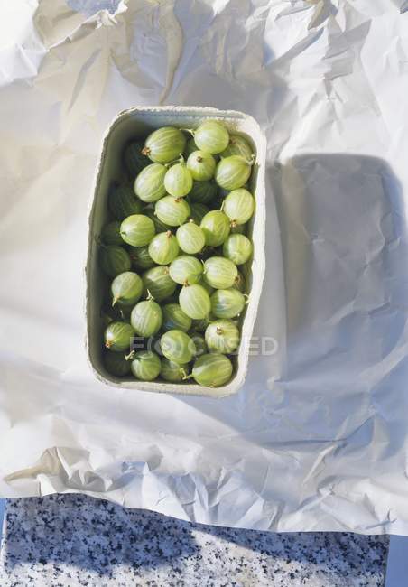 Gooseberries in cardboard punnet — Stock Photo