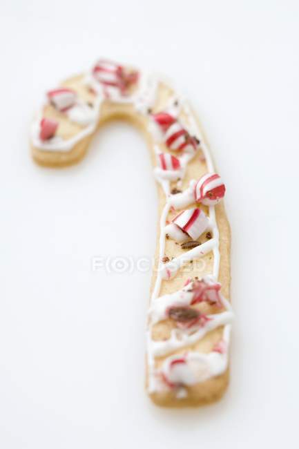 Candy cane Christmas biscuit — Stock Photo