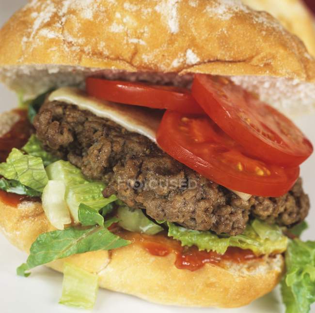 Burger mit Tomaten und Salat — Stockfoto