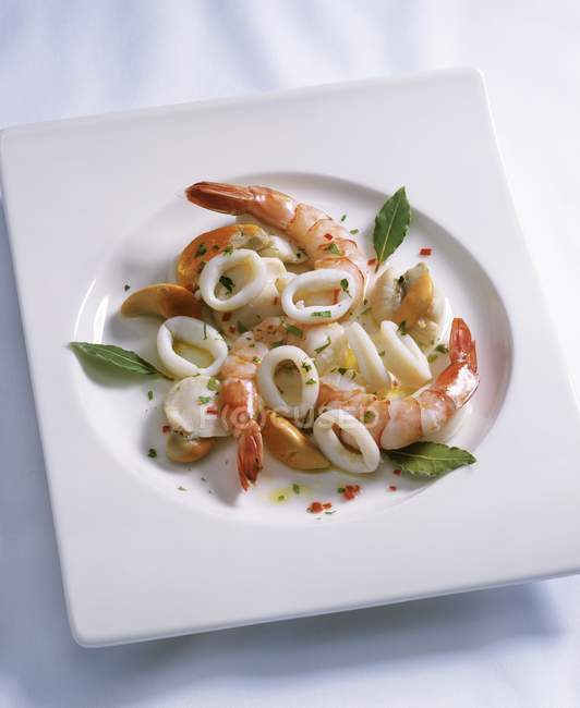 Seafood salad of squid — Stock Photo