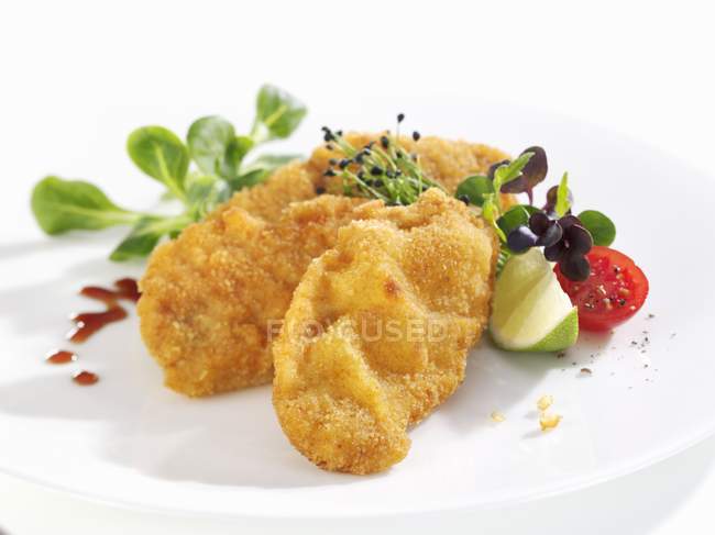 Wiener schnitzel in plate — Stock Photo