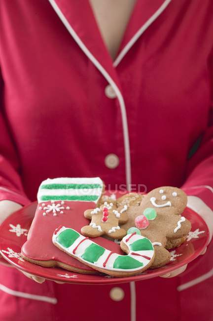 Placa de galletas de Navidad - foto de stock