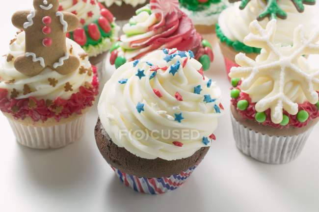 Cupcakes assortis pour Noël — Photo de stock