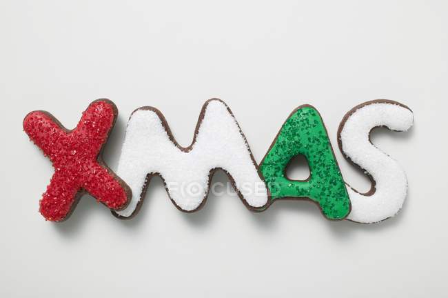 Cookies formando palavra XMAS — Fotografia de Stock